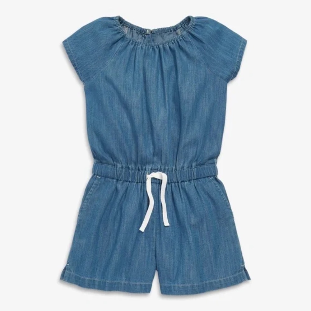 Primary kids denim romper, size 8-9